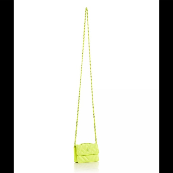 NWT KURT GEIGER LONDON Micro Kensington Neon Yellow Leather Crossbody - Picture 8 of 8